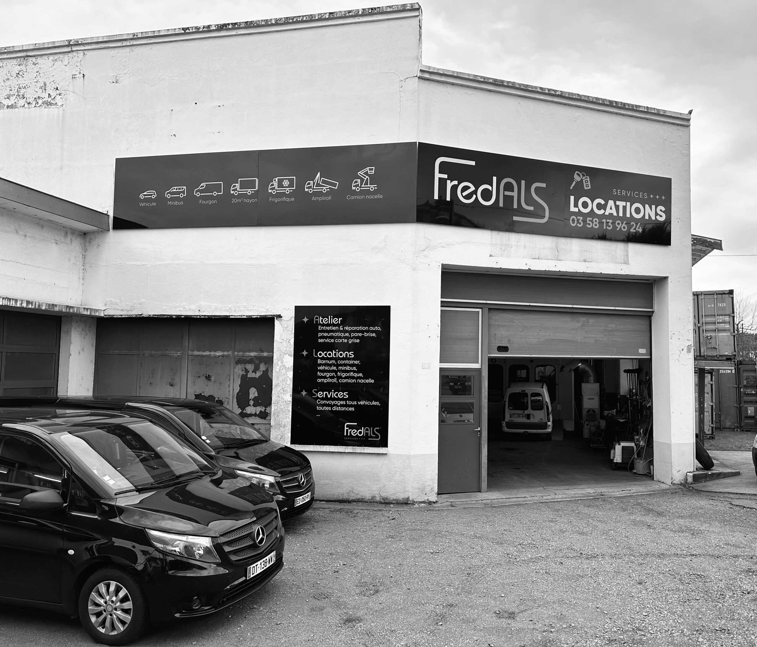 FredALS Location Chauffailles - voiture, minibus, fourgon, 20m3 hayon, frigorifique, ampliroll, nacelle